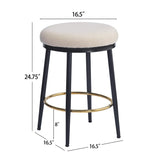 Christopher Knight Home® - Noble House - - 24.75'' Modern Counter Stools Set Of 4,White Counter Stools With Iron Frame,Sponge Cushion,Footrest,Suitable For Kitchen/Bedroom/Dining Room.