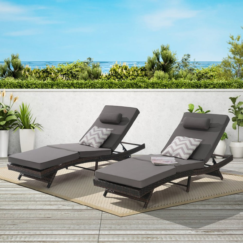 English Elm Outdoor Wicker Reclining Lounge Chair Set Of 2 - Adjustable, Weather-Resistant, Stylish Comfort For Sunbathing W874P264719-GIGA