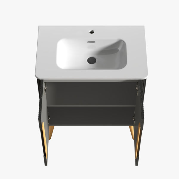 English Elm Cc0430f308 Etna Freestanding Bathroom Vanity Handleless Oak Cabinet Modern Bath W1865P330155