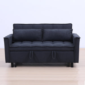 English Elm 54.30" Convertible Sofa Bed with Solid Wood Frame, 500lb Capacity, Fabric Upholstery, Beige-Dark Gray Options W1658P292360