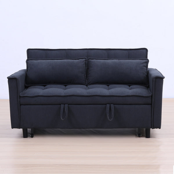 English Elm 54.30" Convertible Sofa Bed with Solid Wood Frame, 500lb Capacity, Fabric Upholstery, Beige-Dark Gray Options W1658P292360