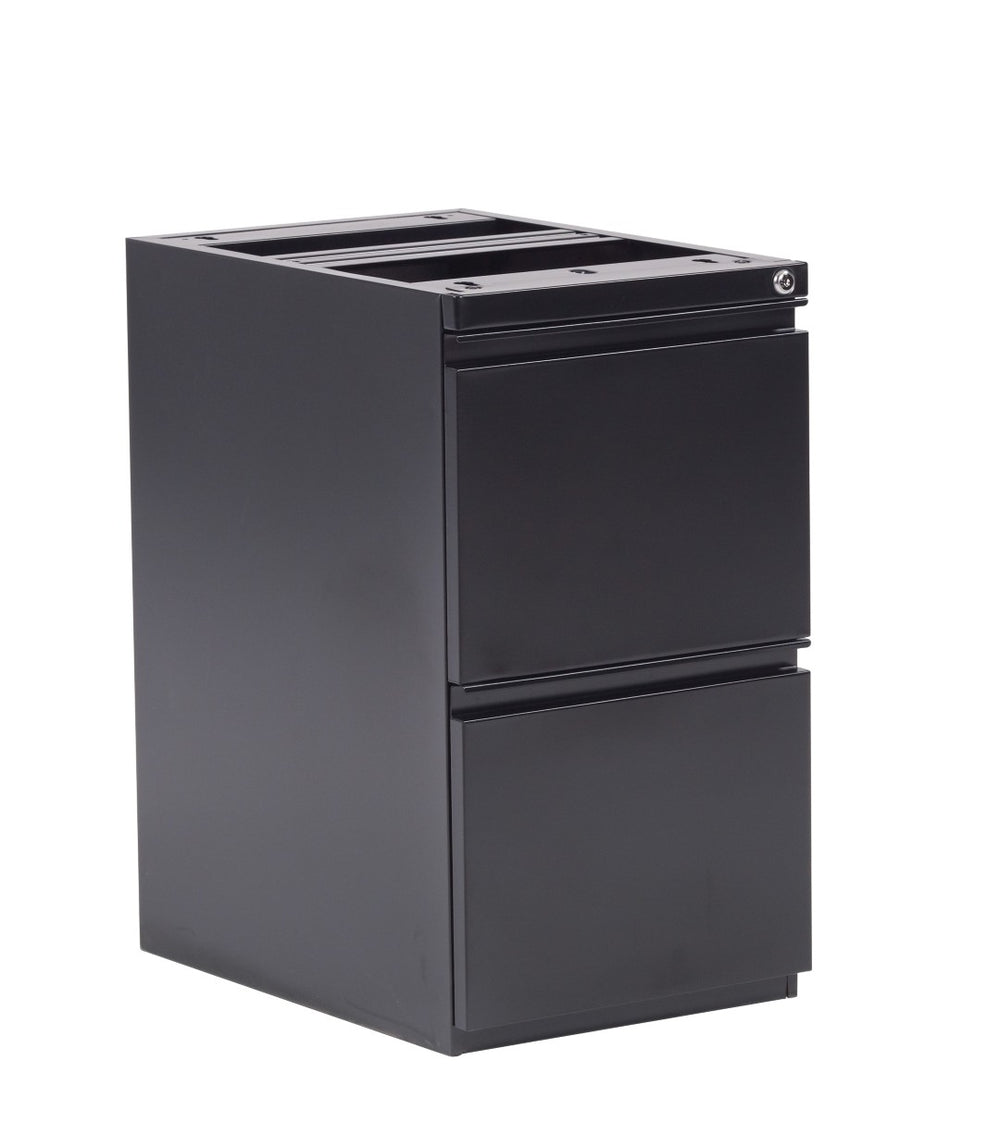 OSP Home Furnishings 22" Under Desk Pedestal with File Drawers Locking Storage and Ball Bearing Slides PTO22FF-B