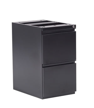 OSP Home Furnishings 22" Under Desk Pedestal with File Drawers Locking Storage and Ball Bearing Slides PTO22FF-B