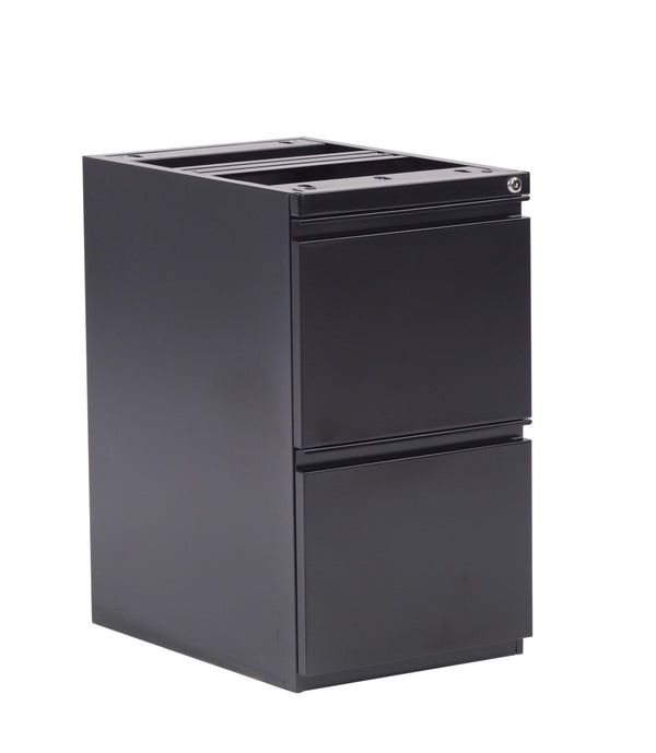 OSP Home Furnishings 22" Under Desk Pedestal with File Drawers Locking Storage and Ball Bearing Slides PTO22FF-B