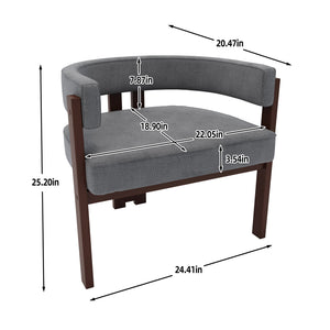 English Elm Modern Chenille Barrel Dining Chair with Padded Foam Seat, Sturdy Metal Legs, 300lb Capacity, Versatile Accent Gray W395P233456