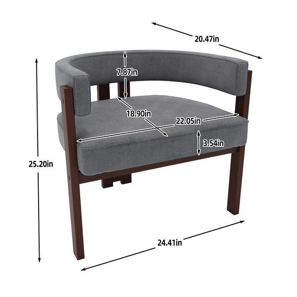 English Elm Modern Chenille Barrel Dining Chair with Padded Foam Seat, Sturdy Metal Legs, 300lb Capacity, Versatile Accent Gray W395P233456
