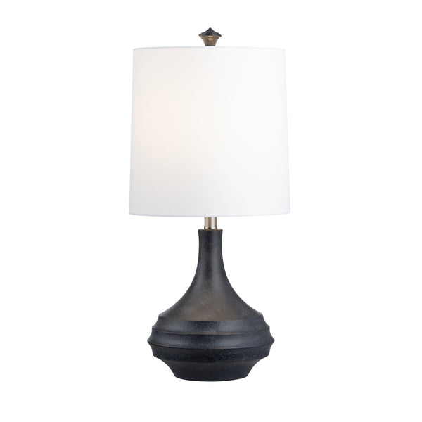 Crestview Collection 27.75"H Dax Resin Table Lamp - Rustic Matte Black Gourd Design With Tapered Linen Shade For Style   Cvavp1911