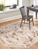 Unique Loom Finsbury Diana Machine Made Botanical Rug Beige, Ivory/Light Brown 7' 10" x 7' 10"