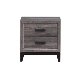English Elm MIRAGE Grey Nightstand with 2 Soft-Glide Drawers, Solid Wood+MDF, Foil Grey Finish & Black Hardware B201P226161