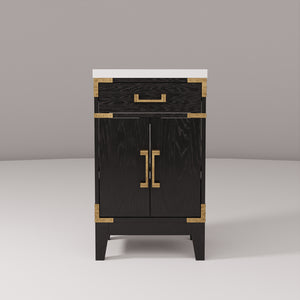 English Elm Black Oak Single Bath Vanity With Acrylic Top - Stylish 20" W Storage Solution For Small Spaces B2731P260888