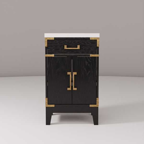 English Elm Black Oak Single Bath Vanity With Acrylic Top - Stylish 20" W Storage Solution For Small Spaces B2731P260888