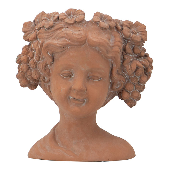 English Elm 8x4x9" Visage Head Bust Planter, Brown — Classical Wall-Mount Vase for Succulents & Flowers, Decorative W2078P201075