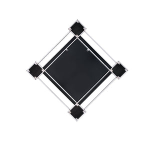 English Elm Asbury Diamond Shaped Geometric Wall Mirror with Chrome Frame and Beveled Panels B2726P448749