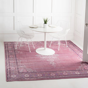 Unique Loom Austin D'Amore Machine Made Floral Rug Pink, Beige/Gray/Maroon/Purple 8' 0" x 8' 0"
