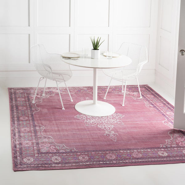 Unique Loom Austin D'Amore Machine Made Floral Rug Pink, Beige/Gray/Maroon/Purple 8' 0" x 8' 0"