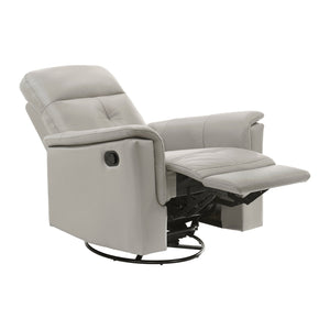 English Elm Silver Swivel Glider Recliner Chair - Top Grain Leather, 360° Motion, Manual Pull-Tab Recline, Modern Comfort B011P329291