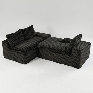 English Elm Black Turtle Velvet Convertible Sofa: Plush Reclining Lounger With Modular Design For Ultimate Comfort W3371S00033