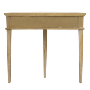 JLA Home Martha Stewart - Storage Demilune Console Table 36"W Antique Reclaimed Wood Veneer, Fluted Doors & Polished Gold Knobs MT120-1193