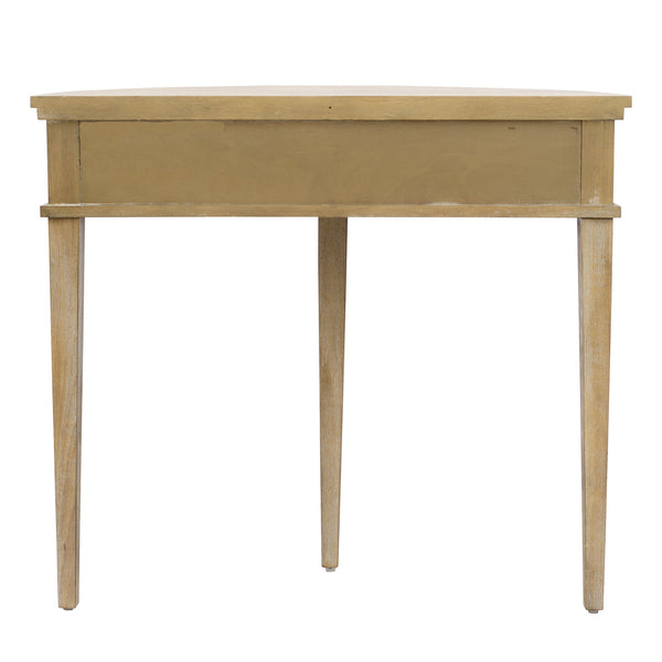 JLA Home Martha Stewart - Storage Demilune Console Table 36"W Antique Reclaimed Wood Veneer, Fluted Doors & Polished Gold Knobs MT120-1193