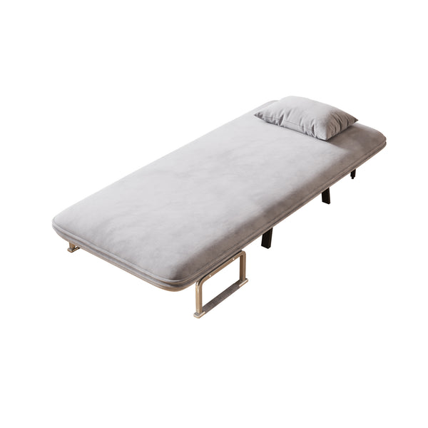 English Elm 31.5″ Convertible Chair Bed with Tri-Fold Design, Adjustable Backrest, Plush Pillow, Durable Frame for Home Comfort and Office Lounging Light Gray W1767P220576