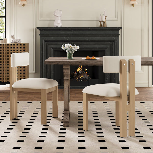 English Elm Christopher Knight Home® - Upholstered Dining Chairs with Metal Legs Set of 2 — Ergonomic Foam Seats, Rust-Resistant Durable Design Beige+Natural N768P211168N