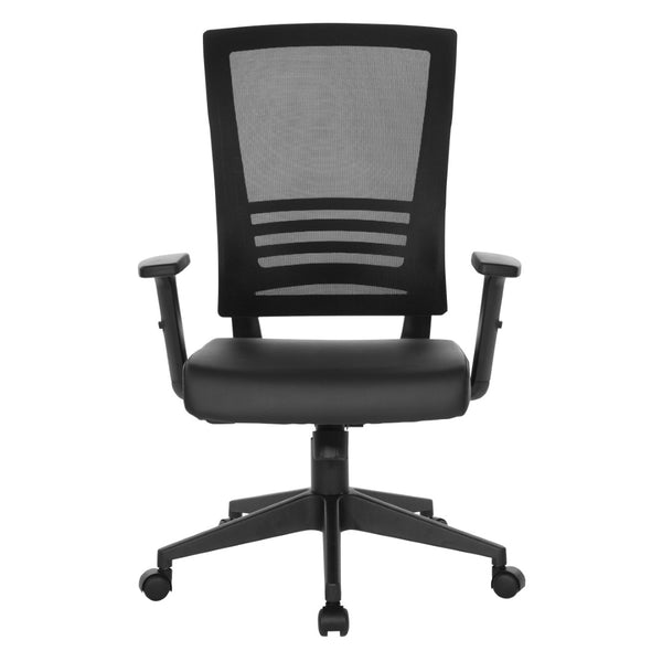 OSP Home Furnishings Vertical Mesh Back Ergonomic Office Chair with Lumbar Support and Faux Leather Seat EM60930-U6