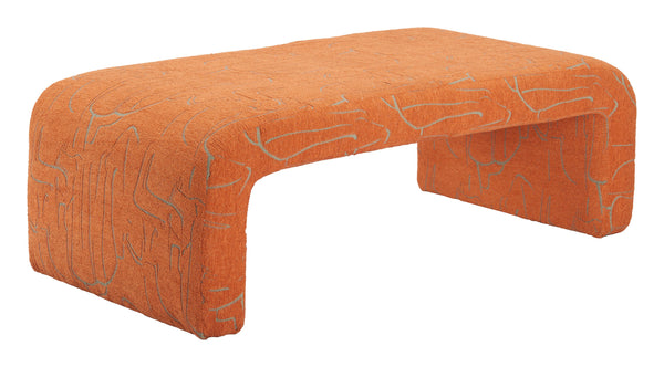 Zuo Modern Nendo Bench - Stylish Abstract Orange Design, Durable 100% Polyester Fabric & Modern Hospitality Furniture Orange 100% Polyester,Rubberwood,Mdf 110702-zuo-modern