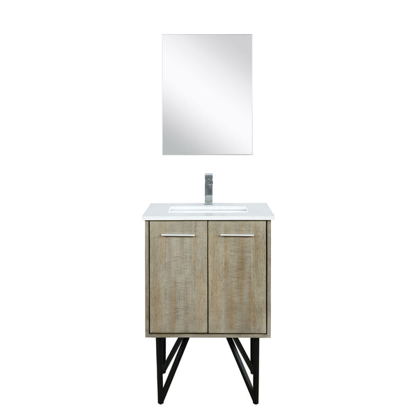 English Elm Rustic Acacia Bath Vanity Set With Cultured Marble Top, Chrome Faucet & Coordinating Mirror, 24" W B2731S02083-GIGA