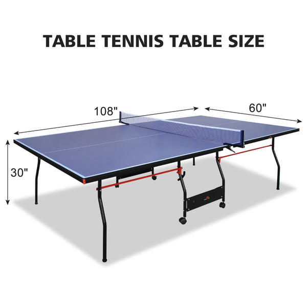 English Elm Double Fish Regulation 9 Ft Mdf Folding Table Tennis with Paddles Balls and Net Set W3087P250961