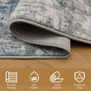 English Elm Crystal Abstract Modern Low Pile Area Rug for Living Room Entryway and High Traffic Spaces Blue B186P479412