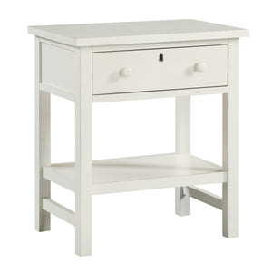 English Elm Finley Rustic 1-Drawer Nightstand with Open Shelf, Distressed Wood Finish, Dovetail Drawer Craftsmanship Antique White B050P376951