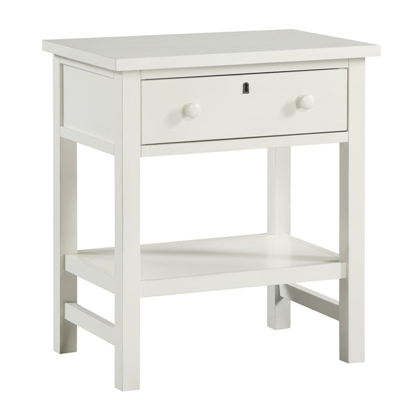 English Elm Finley Rustic 1-Drawer Nightstand with Open Shelf, Distressed Wood Finish, Dovetail Drawer Craftsmanship Antique White B050P376951
