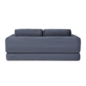 English Elm 2-in-1 Corduroy Futon Sofa Sleeper with Foam Fill and Modular Floor Profile Grey W1117P417293