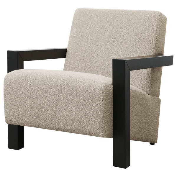 English Elm Bryant Modern Bouclé Accent Arm Chair with Angled Arms, Light Oak Legs — Cozy Textured Comfort B062P300018