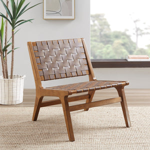 INK+IVY Oslo Casual Faux Leather Woven Accent Chair II100-0512 Brown