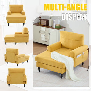 English Elm Modern Chenille Recliner Chaise Lounge Sofa Chair with High-Resilience Foam, Wide Seat, 550lb Capacity Mustard yellow W395P371336
