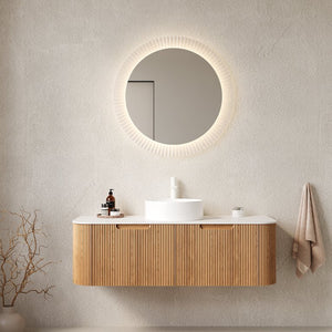 English Elm Dina 48" Wall-Mounted Floating Bathroom Vanity With Curved Edges, Soft-Close Drawers & Sink W2615S00108