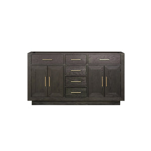 English Elm Brown Brown Oak Double Bath Vanity 60 in. W x 22 in. D - 2-Sink Midcentury Wood Cabinet, Soft-Close Drawers, Fully Assembled B2731P257729