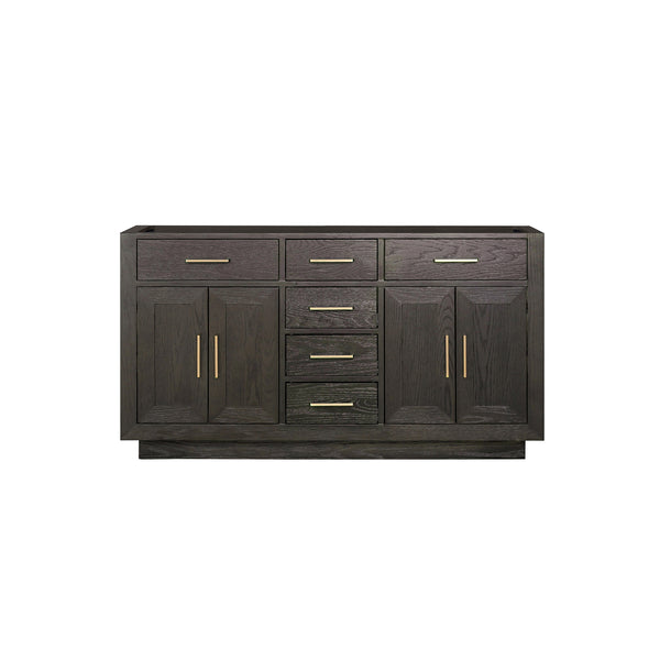English Elm Brown Brown Oak Double Bath Vanity 60 in. W x 22 in. D - 2-Sink Midcentury Wood Cabinet, Soft-Close Drawers, Fully Assembled B2731P257729