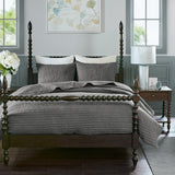 Madison Park Signature Serene Transitional 3 Piece Hand Quilted Cotton Quilt Set MPS13-272 Grey