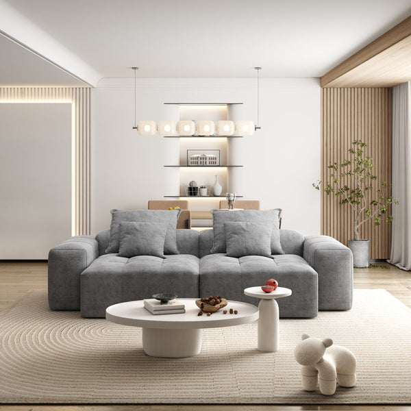 English Elm Modern Oversized Modular Sectional Sofa - Sparkling Chenille, 2 Chaise Lounges, 4 Pillows, Grey W1885S00064