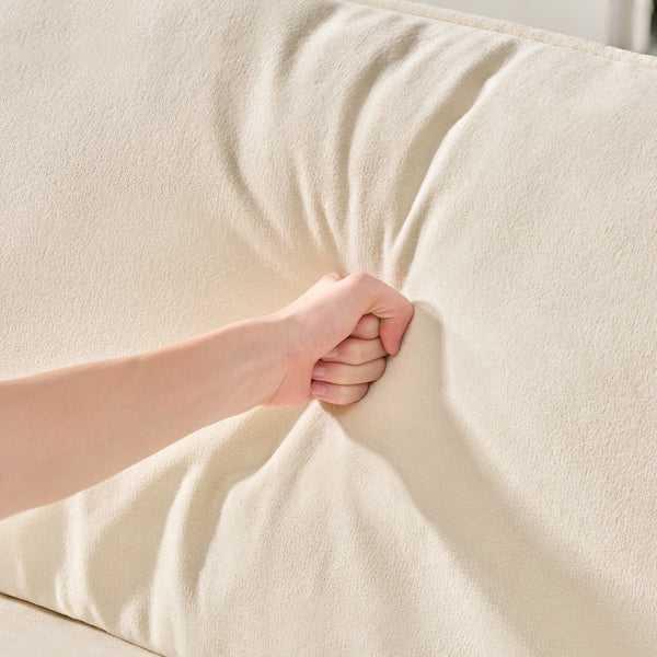 English Elm 103 Luxurious Cloud Velvet Sofa with High-Elastic Sponge Cushion, Deep-Seated Comfort for Living Spaces Beige W2290S00008