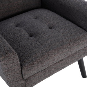 English Elm Modern Pu Leather Ergonomic Accent Chair with Padded Arms and Matte Black Legs Grey W676P172469