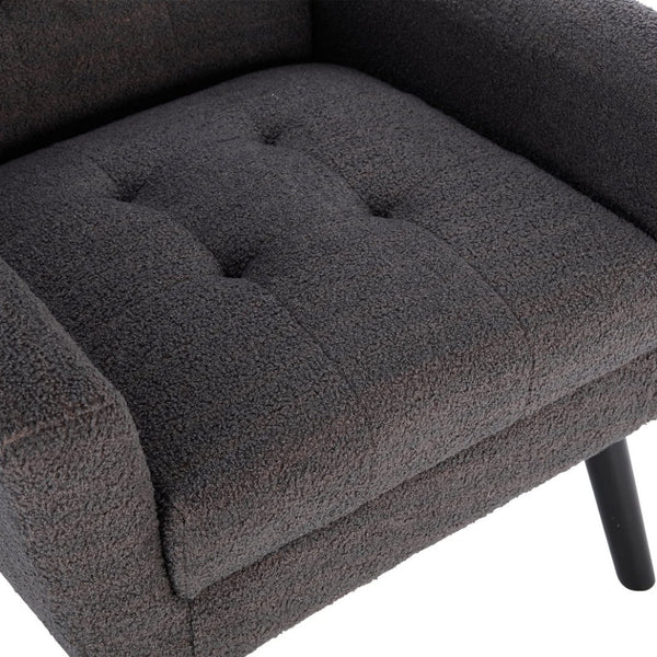 English Elm Modern Pu Leather Ergonomic Accent Chair with Padded Arms and Matte Black Legs Grey W676P172469