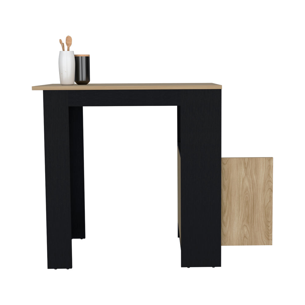 English Elm Kitchen Wynne Island Black/Natural Oak – Compact 36" Top, Push-to-Open Cabinet, Open Shelves for Stylish Storage B092P243273