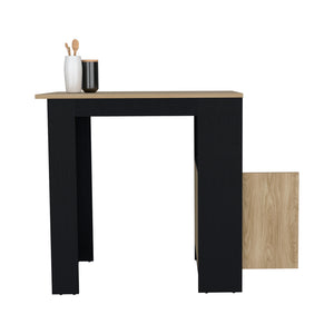 English Elm Kitchen Wynne Island Black/Natural Oak – Compact 36" Top, Push-to-Open Cabinet, Open Shelves for Stylish Storage B092P243273