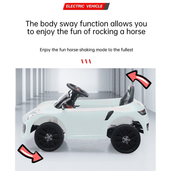 English Elm Ride on Electric Sports Car for Kids 12v Dual Motor with Remote Swing and Led Lights White W1760P358694