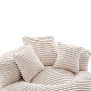 English Elm Bean Bag Sofa Oversized Corduroy Floor Lounge Chair with Armrests Pillows Foam Fill Beige W395P426811