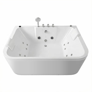 English Elm Korra Freestanding Acrylic Whirlpool Tub with 16 Jets Heater and Led Spa Lighting W5619P449966