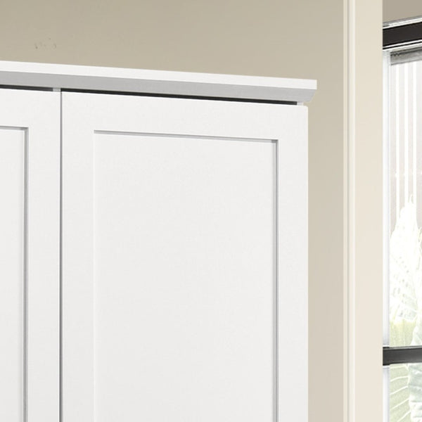 English Elm Lino Tall White Storage Cabinet with Swing Out Door Panel and Adjustable Shelving B2749P413240
